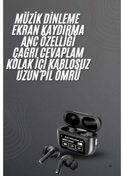 Kulak İçi Bluetooth Kulaklık Ekranlı Müzik Dinleme Çağrı Cevaplama Siyah Diğer