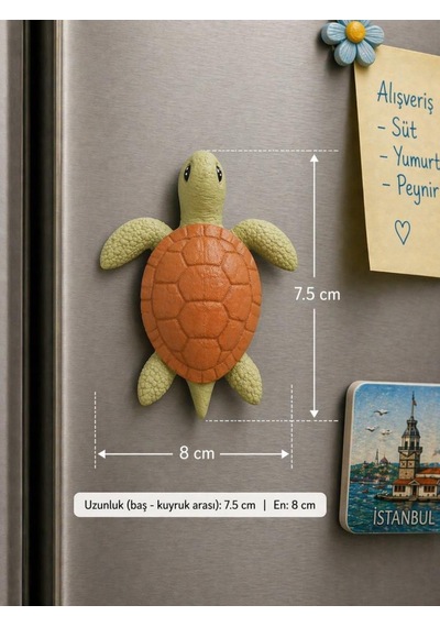 Kaplumbağa Buzdolabı Magneti Dekoratif Sevimli Mutfak Süsü 8 Cm Mini Figür Magnet