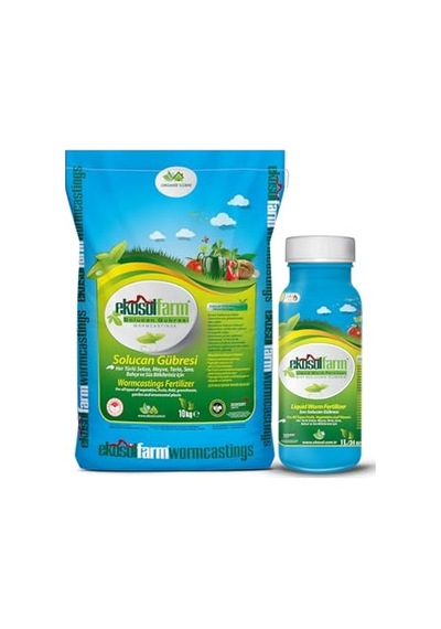 Organik%100 Solucan Gübresi Toz 10 Kg + 1 Litre Sıvı Organik Gübre 0,250