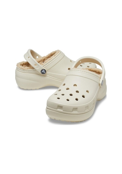 Crocs 207938 Classic Platform Lined Clog W Krem Kadın Terlik Krem