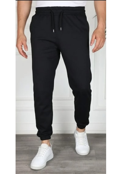 Efnaz Style Erkek Jogger Eşofman Altı Rahat Kalıp, Cepli, Lastikli Paça, Günlük Spor Pantolon - Siyah