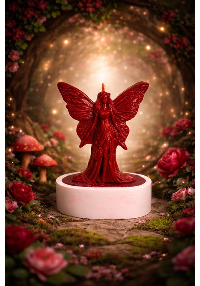 Red Lara Candle -el Yapımı Mum Beyaz-Kırmızı