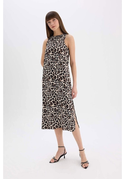Defacto Leopar Desenli Yuvarlak Yaka Saten Kolsuz Midi Abiye Elbise D7593AX24AU Siyah Defacto Leopar Desenli Yuvarlak Yaka Saten Kolsuz Midi Abiye Elbise D7593AX24AU Siyah