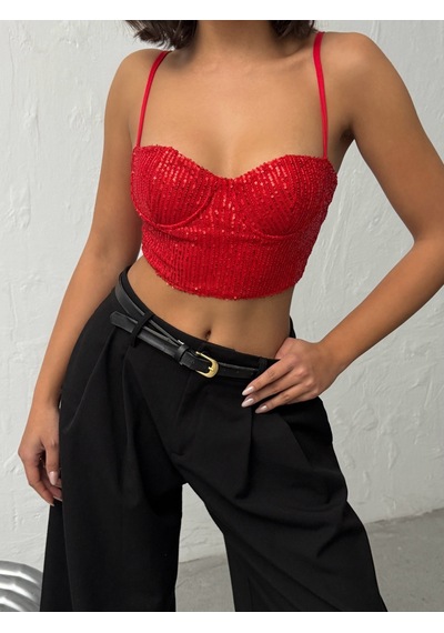 Verymoda Pulpayet Abiye Büstüyer - F2063 Kırmızı