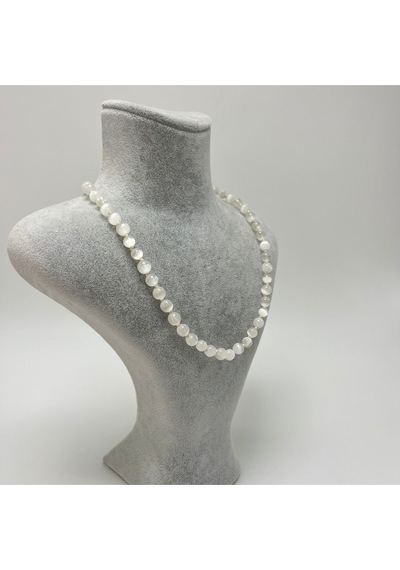 Yıldız Doğal Taş Selenit Doğal Taş 6 MM Makrome Kolye 45 CM - 55 CM Ayarlanabilir Beyaz