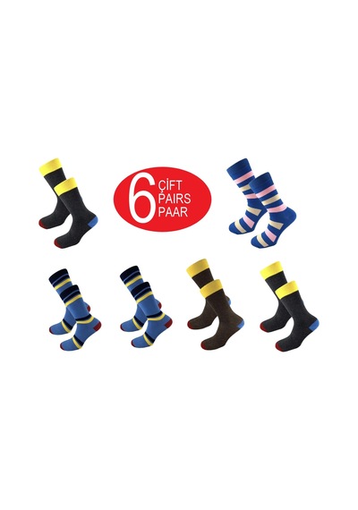 Happy Body Çorap Art.13333 Penye 6lı Set Erkek Soket Özel Kutulu Çok Renkli