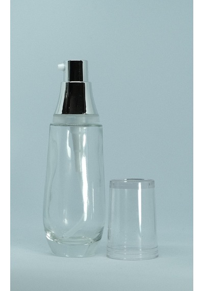 Krem ve Losyon Şişesi 30 ML 20 Adet Boş Şeffaf Cam Gri Kapaklı