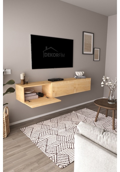 Df17103 Dolaplı Duvara Monte Tv Ünitesi 180 Cm Modern Askılı Dekoratif Stil Tv Sehpası Safir Meşe Df17103 Dolaplı Duvara Monte Tv Ünitesi 180 Cm Modern Askılı Dekoratif Stil Tv Sehpası Safir Meşe