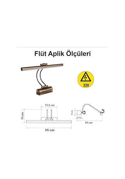 35 Cm Elektrikli 4000k Soft Beyaz Enerji Tasarruflu Flüt Led Aplik Banyo Tablo Çalışma Masası D Eskitme
