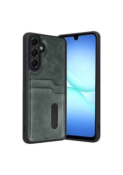 Samsung Galaxy A57 5g Sara Kartvizitli Deri Kılıf - Yeşil renkli