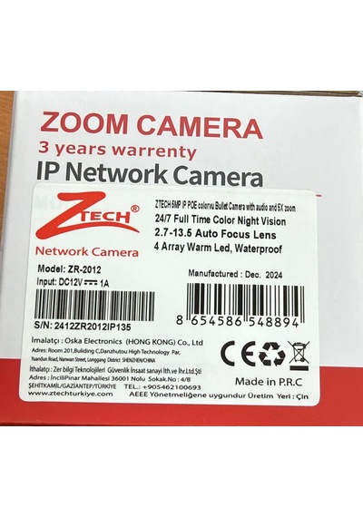 Ztech Zr-2012 5mp 2.7-13.5m Motorize Fullcolor + Mikrofon Bullet Dış Mekan Metal Ip Kamera