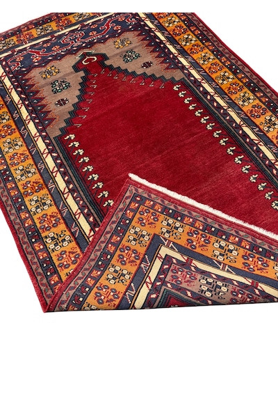 El Dokuma Vintage Kafkas Halısı 103x160 Kırmızı %100 Yün Namazlık