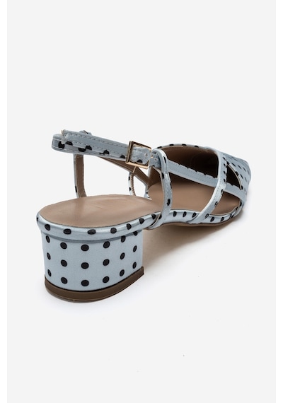 Luvi Shoes Olena Buz Mavi Siyah Puantiyeli Kadın Topuklu Sandalet