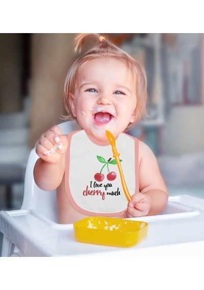 Bk Kids Cherry Tasarımlı Pembe Bebek Mama Önlüğü Pembe