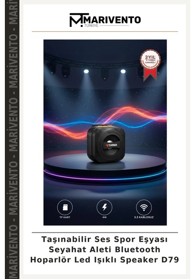 Taşınabilir Ses Spor Eşyası Seyahat Aleti Bluetooth Hoparlör Led Işıklı Speaker D79