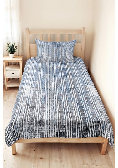 Mavi Çizgili Modern Genç Odası Tek Kişilik Pike Takımı-gri Geometrik 160x220cm Kapitone Yatak Örtüsü Kışlık Gölge Akışı