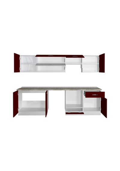 Decoraktiv Elite 280y Ank Mdf Hazır Mutfak Dolabı - Tezgah Dahil - Bordo