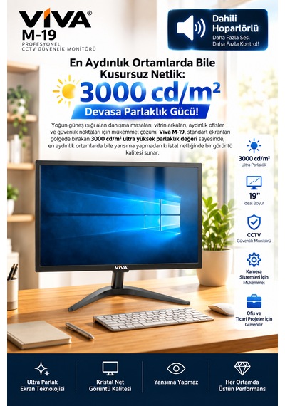 M-19 Premium 19 Led Monitör Ultra Parlak Ekran, Dahili Hoparlör, Hdmı & Vga