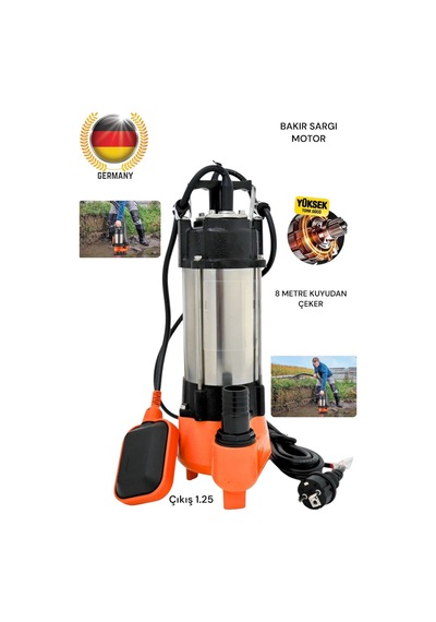 Alman 3.5 Hp Foseptik Dalgıç Pompa Kirli Su Pompa Şamandıralı Dikine 8mt