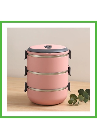 Vaveni 3'lü 1.8l Sefer Tası Saklama Kabı - Açık Pembe Arz