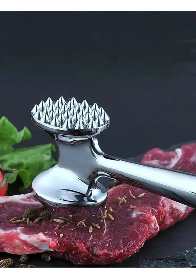 Çelik Çift Taraflı Biftek Et Döveceği Tırtıklı Çekiç Tipi 21 Cm Metal