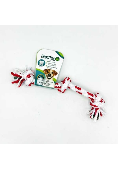 Gld-spt- Eurodog Diş İpi Üç Düğüm Beyaz Kımızı Çizgi 15 Cm