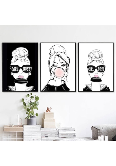 Patron Kız 3 Lü Duvar Posteri - Çerçevesiz - 45x30