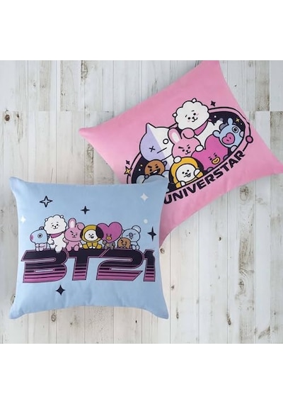 Taç Lisanslı Pamuk Bt21 Kırlent Çok Renkli Tekli