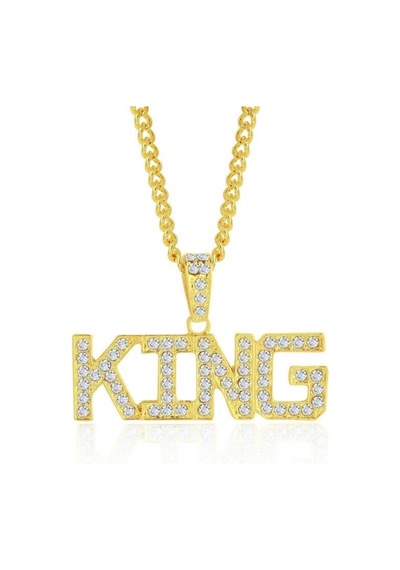 King Unisex Kolye Sarı Altın