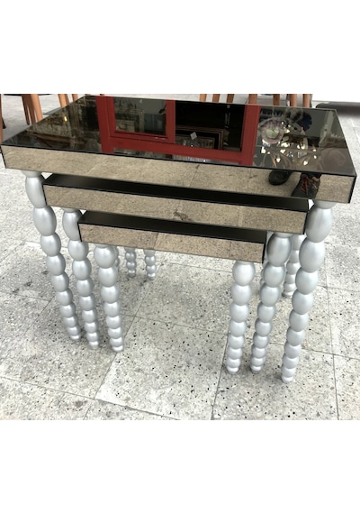 Zigon Sehpa ELMA Model Beyaz Parlak Beyaz Ayna Kaplama Tabla Ahşap Kayın Torna Ayak  El Yapım