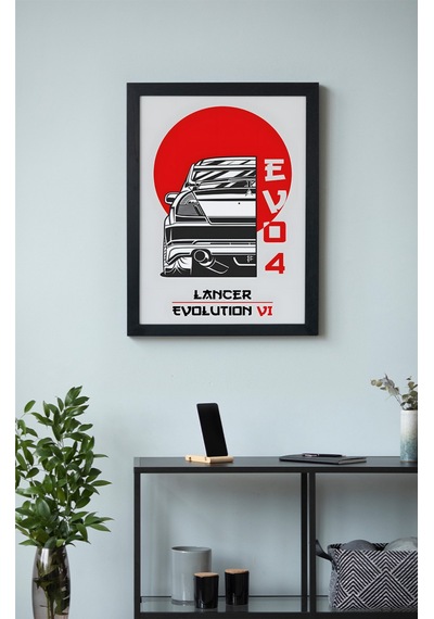 Mitsubishi Lancer Evo Ahşap Çerçeveli Poster Tablo Rally Efsanesi