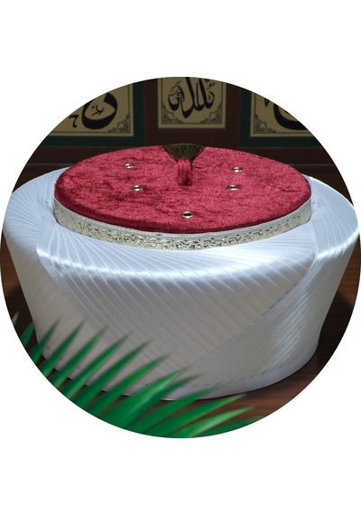Fabrikam06 Saten Sultan Çapraz Sarık Bordo Sarık İmam Veya Cami Sarığı Özel Elyapımı Sarık 52 Cm S117 Açık Krem