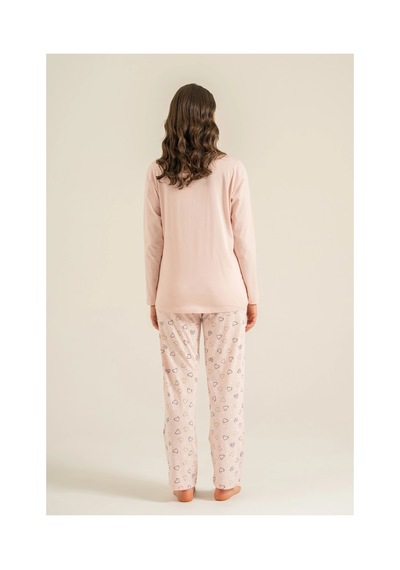 Angbutik Rolypoly Rp3902-s Kadın Uzun Kol Pijama Takım Pudra