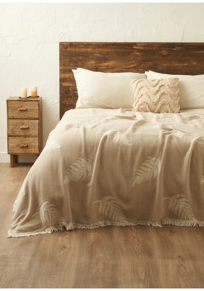 Bella Maison Amaya Pamuklu Çift Kişilik Yatak Örtüsü Bej 200x220 Cm Bej - Kahverengi