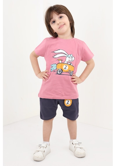 Toontoy Kids Toontoy Erkek Bebek Baskılı Şortlu Takım Gülkurusu