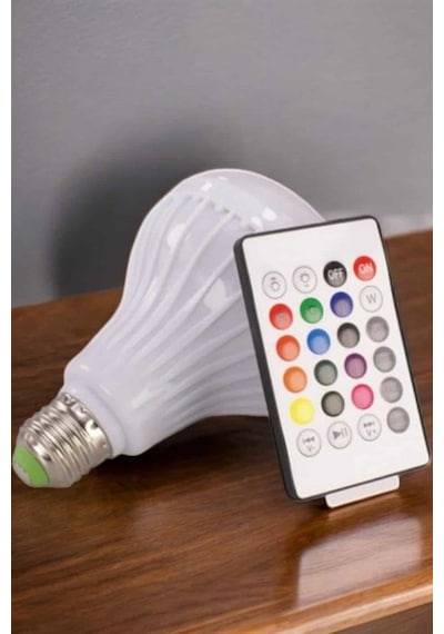 Kablosuz Bluetooth Hoparlör Led Lamba Beyaz