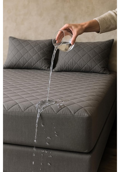 Yatak Alezi Pamuklu Kapitone Fitted Full Kenar Sıvı Geçirmez Yatak Koruyucu Gri 160 X 200 Diğer