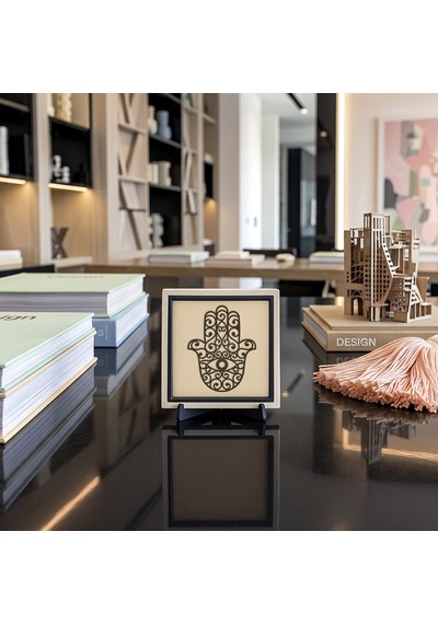 Estetik Hamsa Figürlü Dekoratif Parça, Ofis Ve Çalışma Alanları İçin Özel Tasarım 10x10 Cm