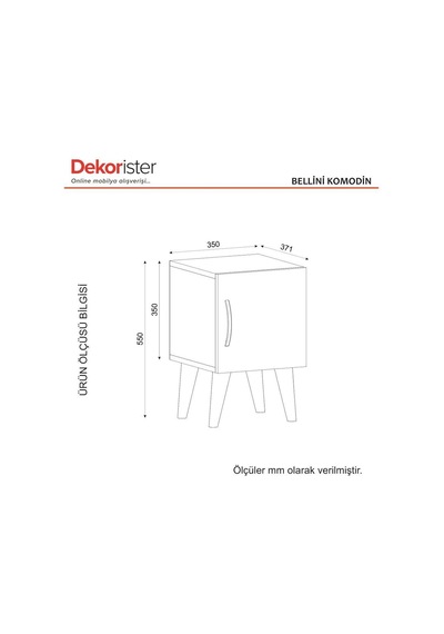 Dekorister  Bellini 1 Kapaklı Komodin  Beyaz-Ceviz