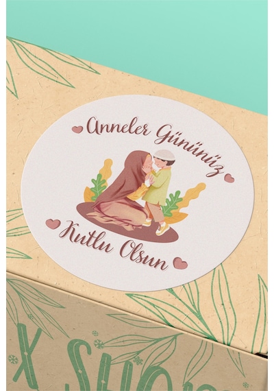 Anneler Gününüz Kutlu Olsun Başörtülü Sticker 3x3cm St2387 Çok Renkli
