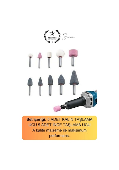 Premium 10 Parça Hobi Gravür Taşlama Ucu Mini Metal Ahşap Oyma Seti Parlatma Zımparalama Fırçalama
