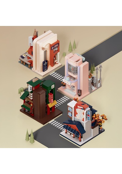 Balody Restoranlar Sokağı Serisi Çin Lokantası Bl21317 Mini Blok Yapı Oyuncakları Seti