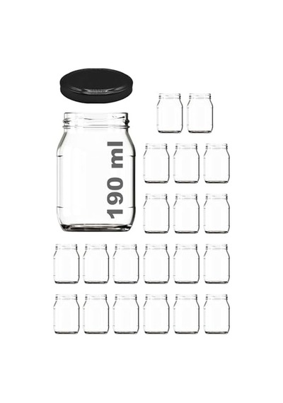 Tr 190 Ml Metal Kapaklı Konserve Kavanozu 190 Cc Şeffaf Bebek Mama Kavanoz 20 Adet Siyah Diğer