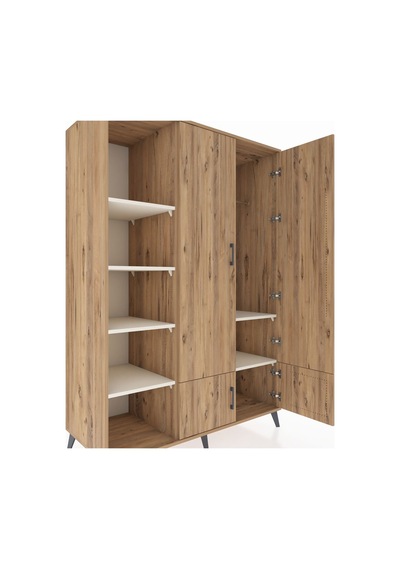 Kronos Dolap 6 Raflı 4 Kapaklı Tek Askılı 132x59x195 Çam-çam/... Çam