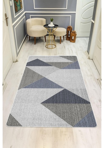 Modern Desenli Dijital Baskı Kaymaz Taban Halı H0152 Renkli