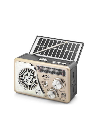 Jıoc H532uts Nostaljik Fm Radyo Usb Tf Solar Şarjlı El Fenerli Kamp Hoparlörü