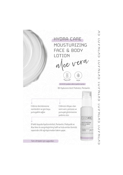Skin401 Hydra Care Yoğun Nemlendirici Yüz Ve Vücut Losyonu 100ml 8d Hyalüronik Asit Ve Prebiyotikler