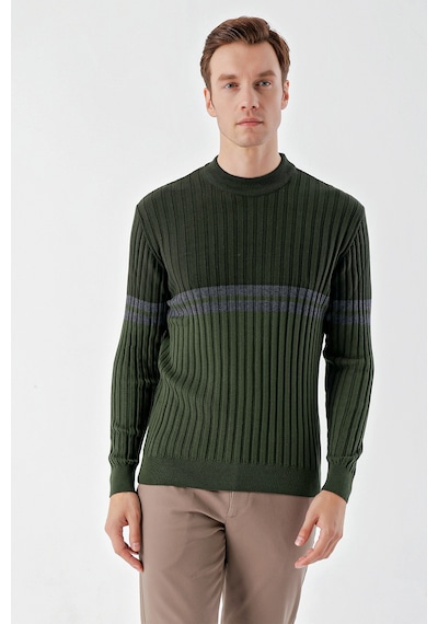Morven Erkek Haki Trend Panolu Bato Yaka Dynamic Fit Rahat Kesim Triko 24kc017013710 Haki