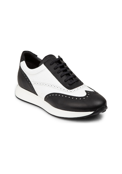 Deery Hakiki Deri Siyah Beyaz Erkek Sneaker Ayakkabı - 00750Mbyze01 Beyaz