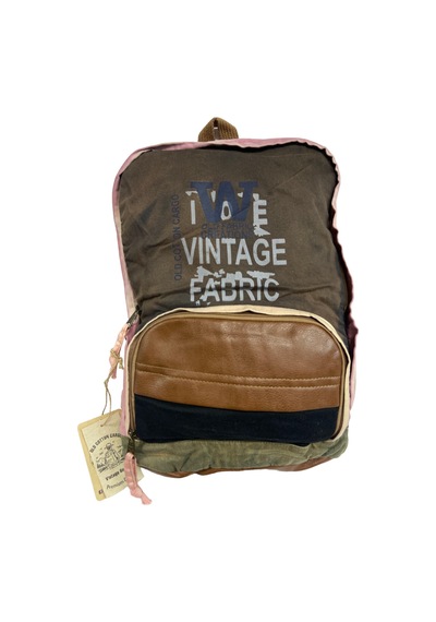 Old Cotton Cargo Kaliteli Tek Bölmeli Vintage Disayn Günlük Gezi Spor Okul Sırt Çantası Patchwork Komor 29x42cm Taba